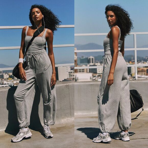 FP Movement by Free People Pants - Free People Movement Inbound Onesie in Heather Grey Size Medium